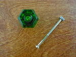 emerald green glass medium knob w/nickel bolt