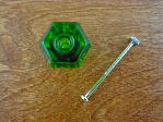 emerald green glass large knob w/nickel bolt
