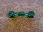 emerald green glass bridge handle w/nickel bolts