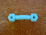 milky blue glass bridge handle w/nickel bolts