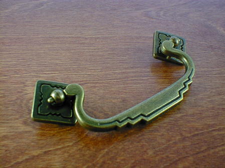 antique brass southwest drop bail pull w/backplates