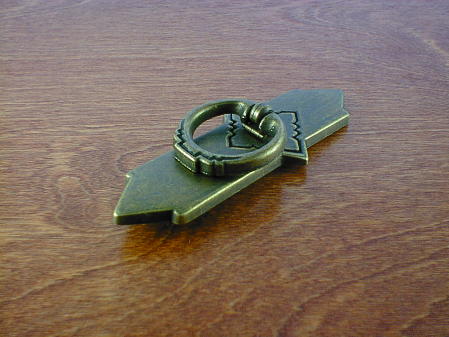 antique brass southwest ring bail pull w/backplate