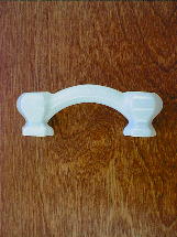 ch5155 pearl white glass bridge handle w/nickel bolts