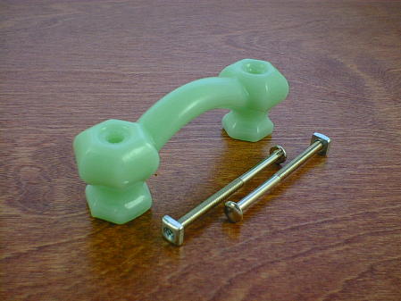 milky green glass bridge handle w/nickel bolts ch5175
