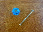 brilliant blue glass small knob w/nickel bolt