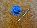 brilliant blue glass large knob w/nickel bolt