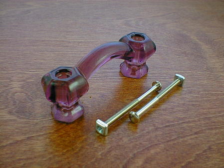 amethyst glass bridge handle w/nickel bolts ch5195