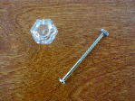 clear glass small knob w/nickel bolt