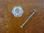 clear glass medium knob w/nickel bolt