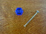 cobalt blue glass small knob w/nickel bolt