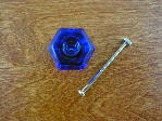 cobalt blue glass large knob w/nickel bolt