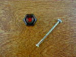 ruby red glass small knob w/nickel bolt