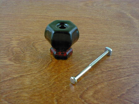 ruby red glass large knob w/nickel bolt ch5223