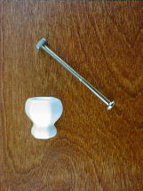 ch5231 solid white glass small knob w/nickel bolt