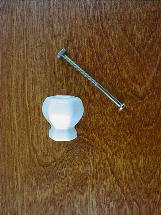 ch5232 solid white glass medium knob w/nickel bolt