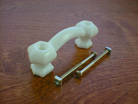 solid white glass bridge handle w/nickel bolts ch5235