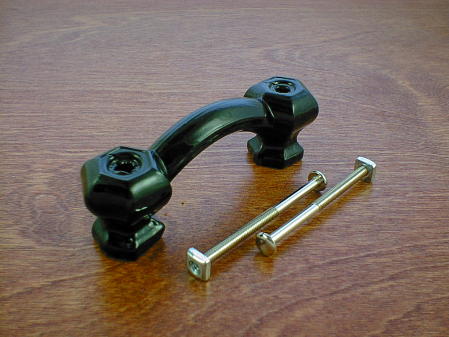 solid black glass bridge handle w/nickel bolts ch5245