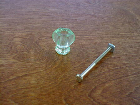 mint green glass small knob w/nickel bolt ch5251