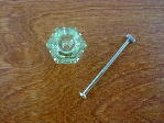 mint green glass medium knob w/nickel bolt