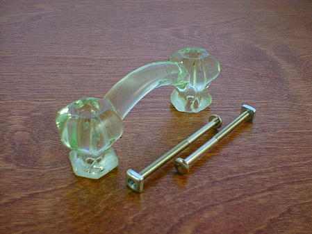 mint green glass bridge handle w/nickel bolts ch5255