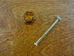 amber glass small knob w/nickel bolt