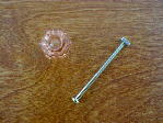 depression pink glass small knob w/nickel bolt