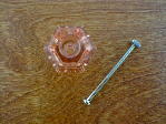 depression pink glass large knob w/nickel bolt