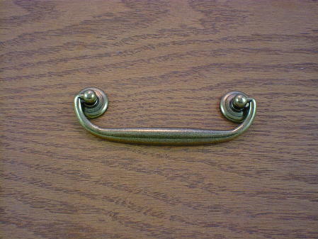 antique brass button rosette drop bail pull Craftsmanhardware ch92102