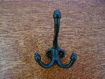 black cast triple acorn hall closet coat hook 