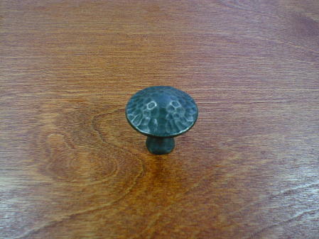flat black iron finish peened top round knob