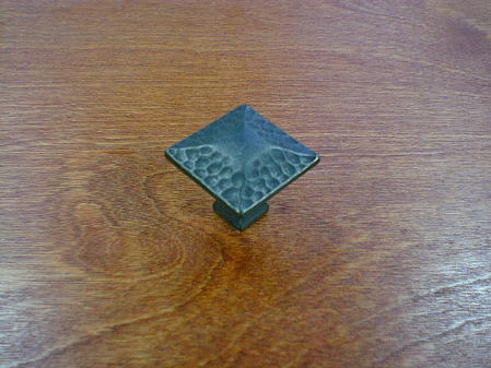 flat black iron finish peened top square pyramid knob