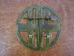 old brass twin bow style 6-1/2in round backplate Craftsmanhardware.com